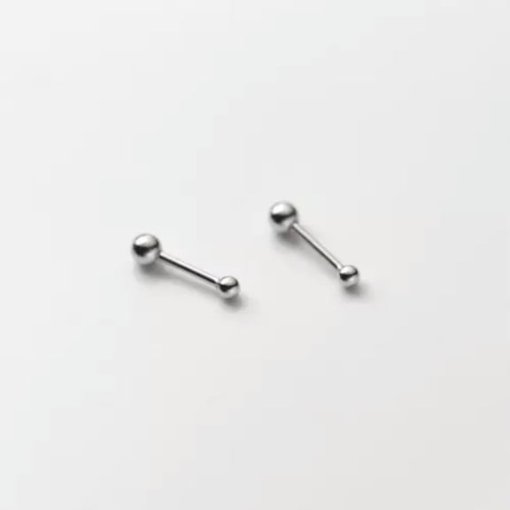 HOOUN 1 Pair 925 Sterling Silver Tiny Ball Dot Screw Back Helix Tragus Stud Earrings-Silver