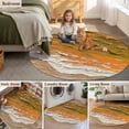 thumbnail image 6 of Coastal Ocean Round Living Room Rugs 4 ft, Beach Dark Orange Waves Gradient Oil Painting Washable Area Rug with Non-Slip Sturdy Edge Binding Round Carpet for Entryway Kitchen Bedroom Bathroom, 6 of 9