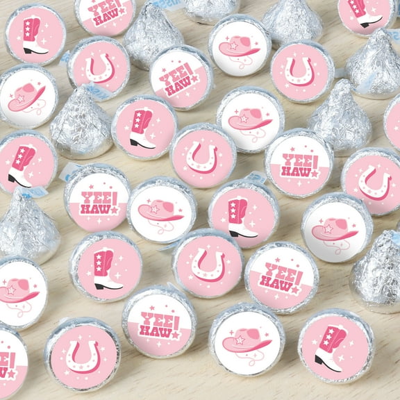 Big Dot of Happiness Rodeo Cowgirl - Pink Western Party Small Round Candy Stickers - Party Favor Labels - 324 Count