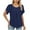 #185-Navy, variant on Women's Casual Solid Color Summer Round Neck Short Sleeve Blouse, Breathable Polyester Top for Beach Vacations, Weekend Outings and Relaxed Everyday Style