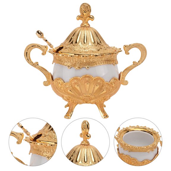 Raindrops Sugar Cup Design Golden Ceramic 1Pc