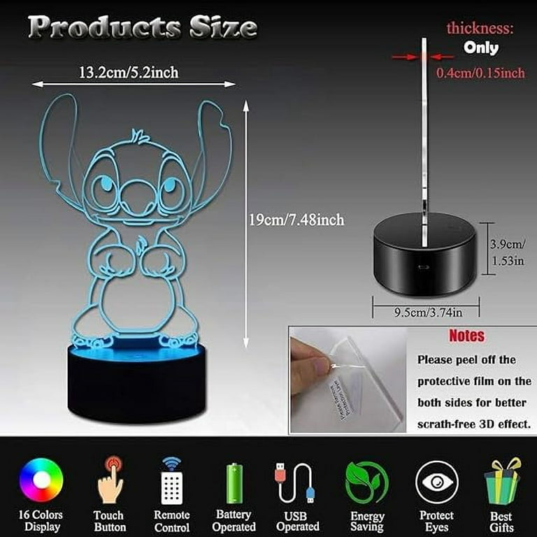 Stitch Gifts for Women, Stitch Light 7 Colors Changing with Timer Remote  and Tou