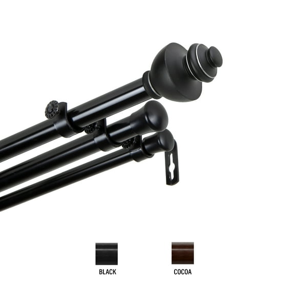 Madalena 13/16 inch Triple Curtain Rod 66-120" - Black