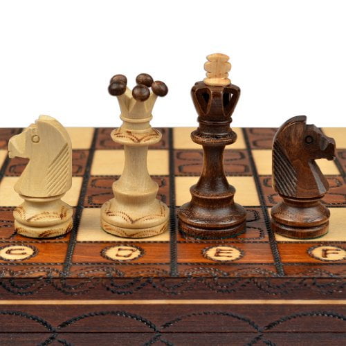 Handmade European Wooden Chess Set with 16 Inch Board and Hand