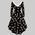 thumbnail image 4 of Holloyiver Women’s Dresses Summer 2023 Long Sleeve Christmas Printed Furry V-Neck Draw Back Swing Party Dress S-2XL, 4 of 5