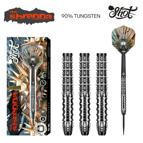 Shot Gnarly Shredda Steel Tip Dart Set-90% Tungsten Barrels-24gm