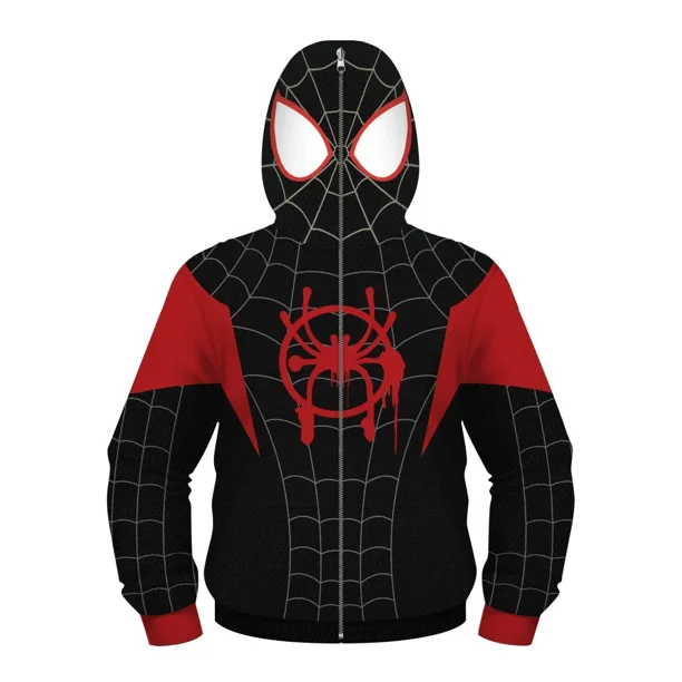Sudadera con capucha de superhéroe Spiderman de Los Vengadores para niños, Miles Morales, sudadera con cremallera 3D, chaqueta de Iron Man, disfraz de cosplay de anime para niños y niñas