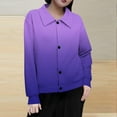 thumbnail image 1 of Mceream Women's Ribbed Knit Shacket Button Down Gradient Jackets Long Sleeve Sweater Shirts Fall Winter Trendy Cardigans Plus Size Winter Warm Outwear Chaqueta De Invierno Para Mujer Purple S, 1 of 5