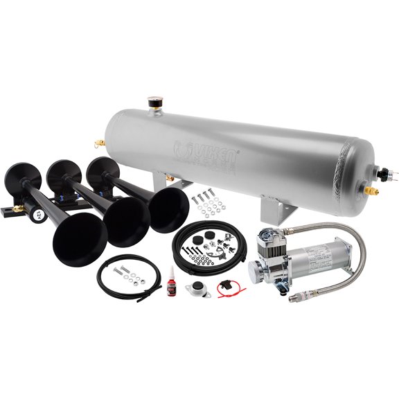 Vixen Horns Train Horn Kit for Trucks/Car/Semi. Complete Onboard System- 200psi Air Compressor, 3 Gallon Aluminum Tank, 3 Trumpets. Super Loud dB. Fits Vehicles like Pickup/Jeep/SUV VXO8330APRO/3118B