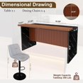 thumbnail image 2 of Montary Modern Kitchen Island Set with 63in Table & 4 Stools, Marble Countertop LED Lights Metal Grille, Black & Gray, 2 of 9
