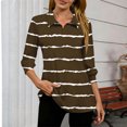 thumbnail image 4 of 3/4 Length Sleeve Tops for Women Crew Neck Gradient Printed Shirts Loose Lightweight Tees Business Casual Outfits Fashion Trendy Loungewear Casual Blouses Solid Color Tshirts Brown L, 4 of 5