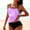 Purple, variant on Ynynloco Women's American Flag Print Tankini Top with Drawstring Hem, Double Strap Two Piece Bathing Suit