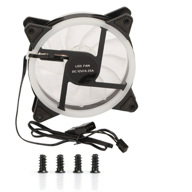 Ventilador de chasis Enfriador de computadora Silencio Accesorio para PC de escritorio Monocromo RGB Doble apertura 12 cm (tornillos de luz roja de doble apertura)