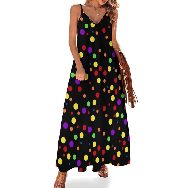 Vestido sin mangas con lunares multicolor, estilo coreano, para mujer