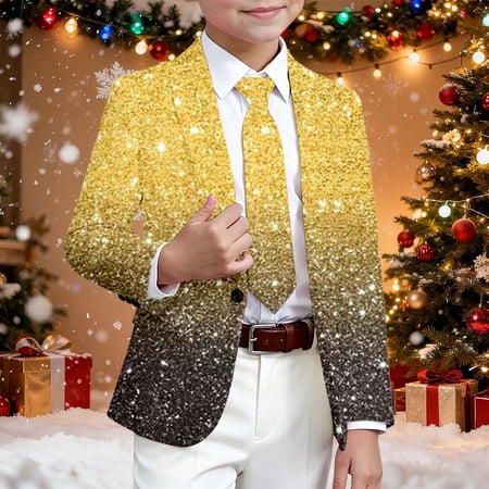 Rhuody Boys Coats 13-14 Years Chirtsmas Suit Jacket Long Sleeve Cartoon Graphic Slim Blazer Versatile Playsuit