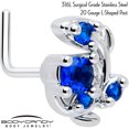 thumbnail image 2 of Body Candy 20 Gauge&nbsp;Nose Ring&nbsp;- 316L Stainless Steel&nbsp;L-Shape Nostril Stud&nbsp;Twining Vine Blue&nbsp;Piercing Jewelry&nbsp;for Women Men, 2 of 5