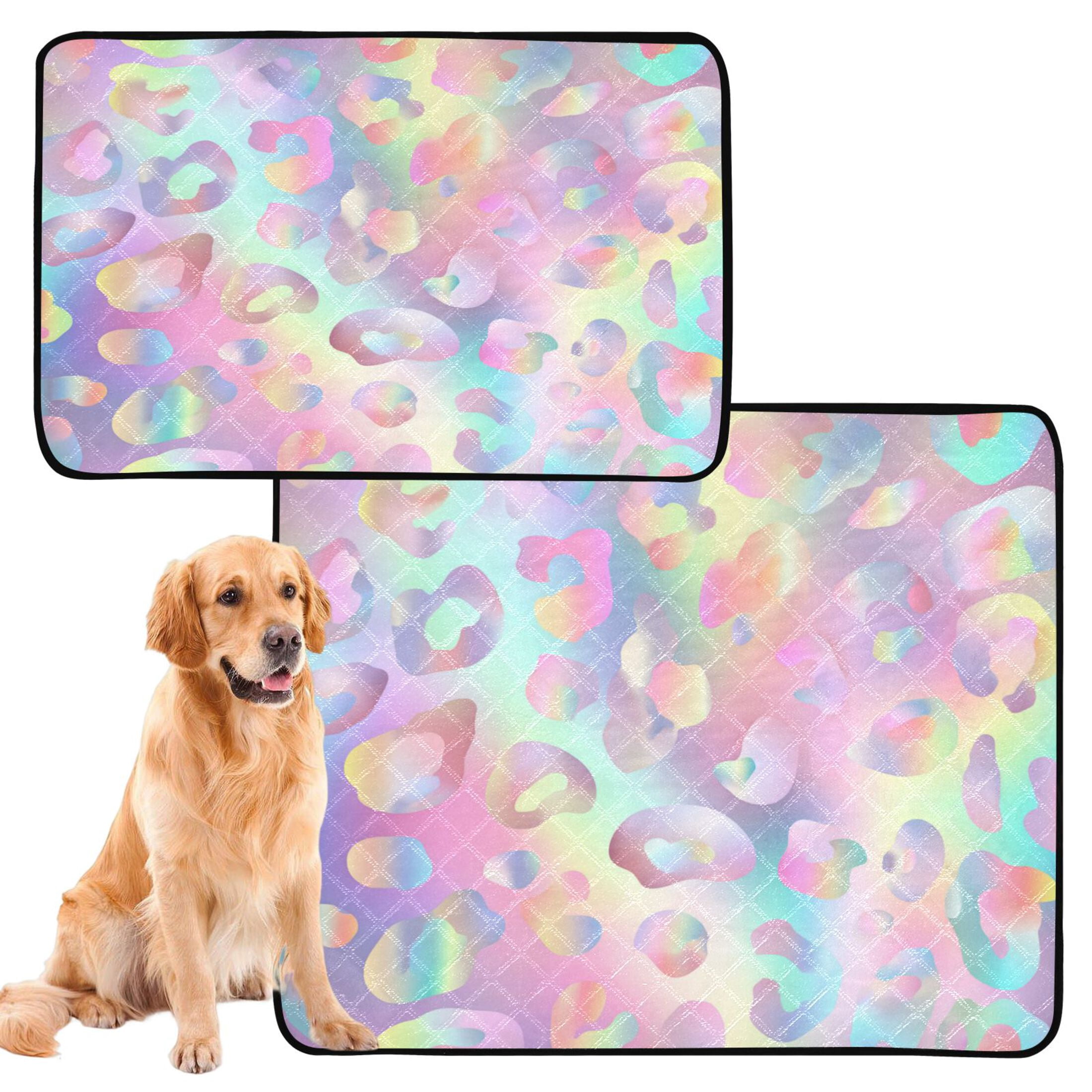 Qxltty Colorful Leopard Print Cat litter Pads Pet Set of 3 Diaper Mats Center Anti-leakage Layer Absorbent Soft and Comfortable