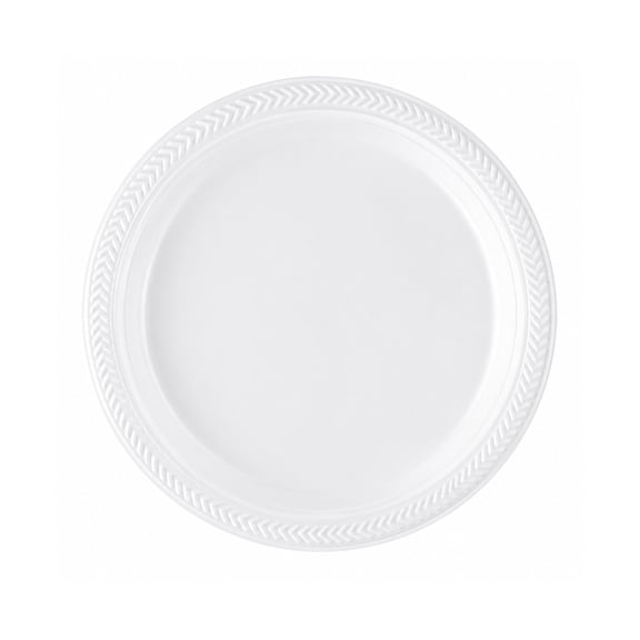 VeZee 7" Disposable White Salad Plastic Plates | Heavy Duty Event Dinnerware, Wedding Plates, Catering & Party Supplies: 300 Count