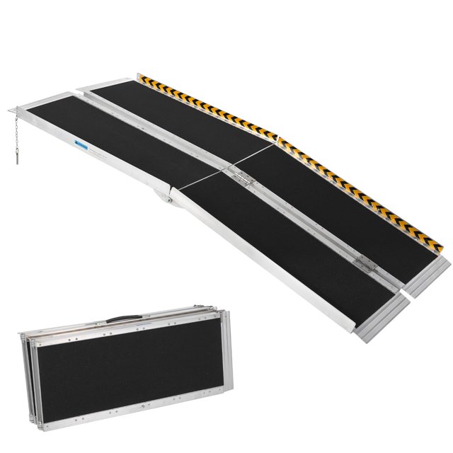 Portable Wheelchair Ramp, Non-Slip Aluminum Folding Handicap Ramp, Door Threshold Wheelchair Ramps with Reflective Strips for Car, Doorways, Curbs, Stairs
