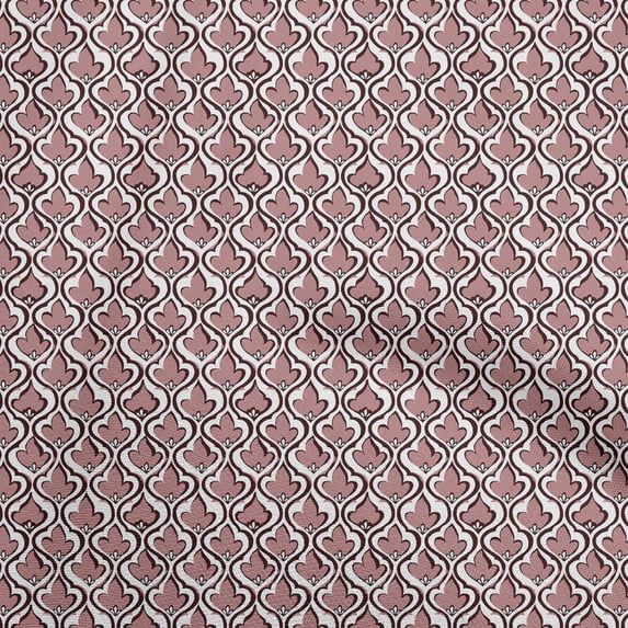 oneOone Cotton Silk Light Brown Fabric Ogee Sewing Material Print Fabric By The Yard 42 Inch Wide
