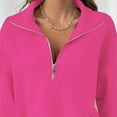 thumbnail image 3 of Women's Half Zip Pullover Sweatshirt, Oversized Solid Color Long Sleeve Top with Soft Breathable Fabric for 2025 Fall Winter Season, Casual Daily Wear and Comfortable Outfits Hot Pink XS, 3 of 7