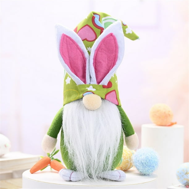 Decoraciones de conejo de Pascua 40cm - Muñeca sin rostro hecha a mano con bolsa de caramelos para decoración primaveral, repisa y centro de mesa
