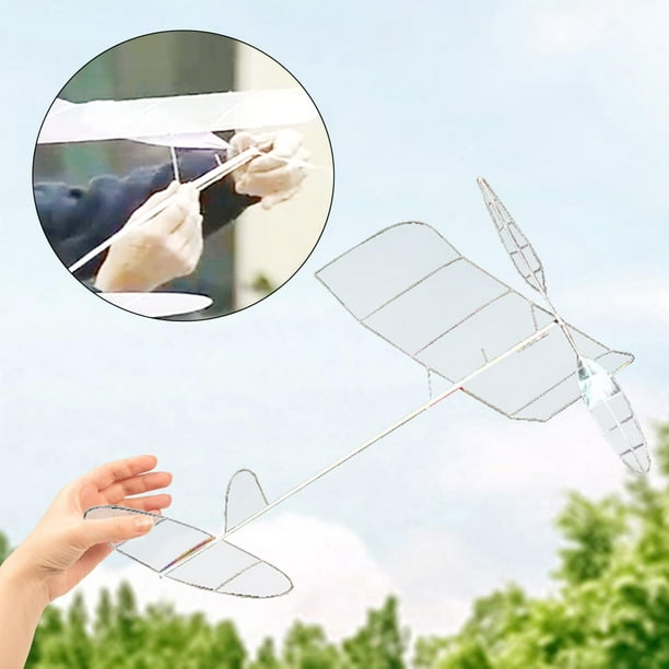 Avión De Juguete Con Motor De Goma Elástica – Planeador De 33 Cm Con Pegatinas, Lanzamiento Manual, Ideal Para Niños Y Aventuras Al Aire Libre
