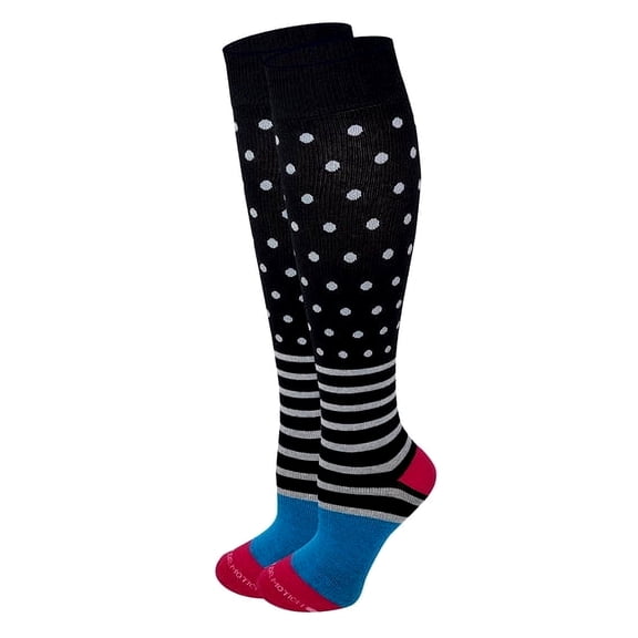 Dr. Motion Women 8-15 mmHg Compression Polka Dot Print Knee High Socks