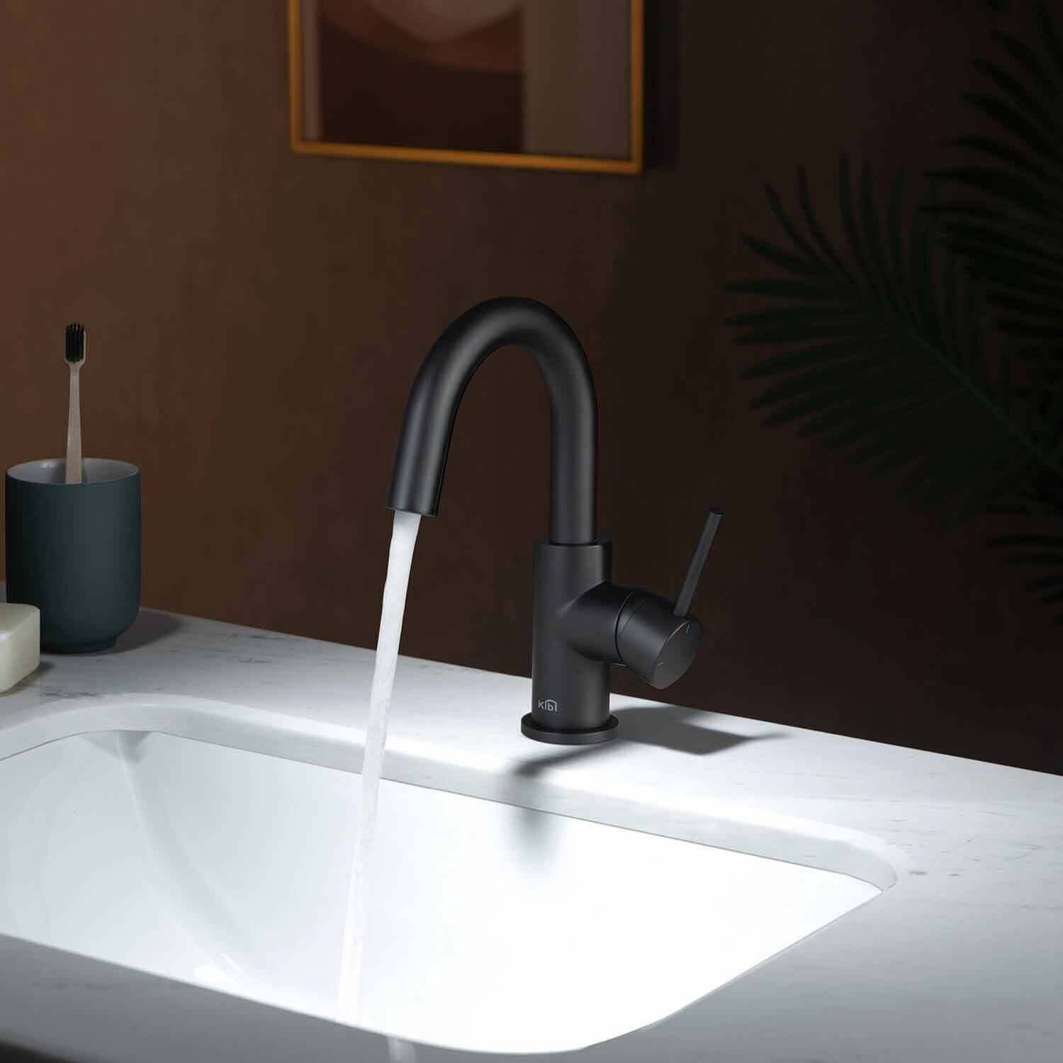 Kibi Circular Single Handle High-Arc Bathroom Sink Faucet