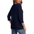 thumbnail image 5 of TGPMGRZ Womens Cropped Cardigan 3/4 Sleeve Lightweight Open Front Shrug Sweater Summer, Navy, Size 2XL, 5 of 10