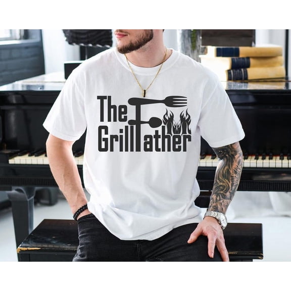 Grillfather T-Shirt Funny BBQ Dad Shirt, Grill Master Barbecue Graphic Tee for Men, BBQ Lover Gift, Fathers Day Cookout T Shirt