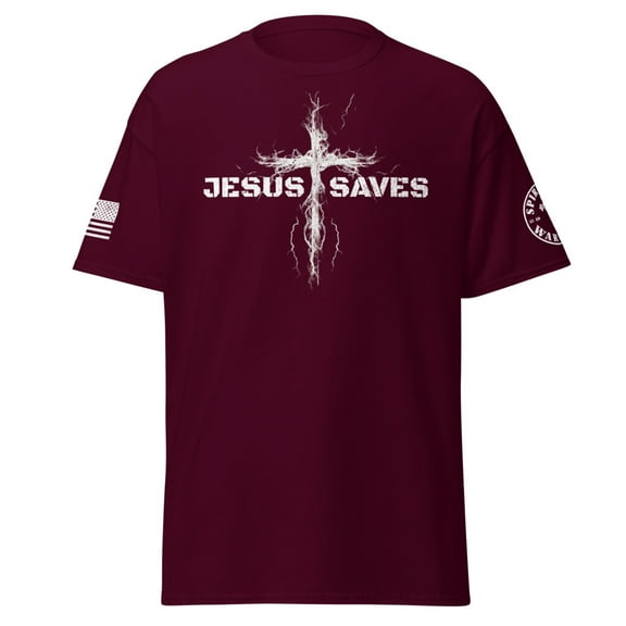 JESUS SAVES Unisex classic tee (Maroon, S)