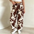 thumbnail image 2 of Levmjia Women's Cow Print Jeans High Waisted Wide Leg Pants Elastic Waistband Button Fly Pocket Casual Baggy Denim Trousers Vintage Y2K Loose Long Pants, 2 of 8