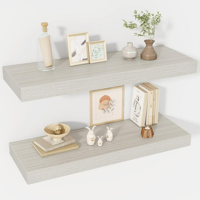 Floating Shelves Deep Floating Shelf Wall Mounted Wall Shelves Rustic Deep Bookshelf Extra Deeper & Thicker Display Shelves for Bedroom Living Room Set of