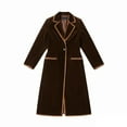 thumbnail image 6 of ClodeEU Women's Velvet Trench Coat ,Color Block Notched Lapel Overcoat With Pockets, Elegant Vintage Long Coat Brown,Womens Plus S, 6 of 6