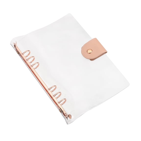 Uxcell A5 Clear Notebook Binder, Transparent Soft Polyvinyl chloride 6-Ring Refillable Planner Cover Planner Binder with Snap Button Closure for Journal  Planner Office Organizer Accessories, Gold