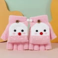 thumbnail image 4 of Btomtd Ctue Knitted Gloves with Open Finger Top and Half Finger Design, Winter Gloves in Seasonal Themes for Teens and Kids, Pink, 4 of 7