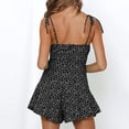 thumbnail image 3 of Womens Summer Boho Jumpsuits Wide Leg Overalls Floral Print Smocked Rompers Square Neck Short Jumpsuits Black 2XL, 3 of 4