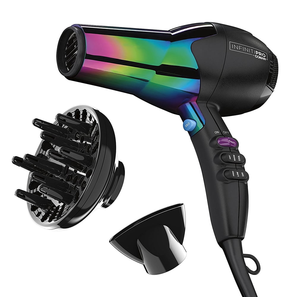 InfinitiPRO by Conair Ionic Hair Dryers, Rainbow with Concentrator and  Diffuser 490R - Walmart.com
