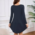 thumbnail image 5 of Robe T-Shirt à Poche, Robe Midi Ample à Manches Longues à Col Rond, Robe Facile pour Tous les Jours pour Femmes, Maternité, Voyage et Tenue de Fin de Semaine Bleu Marine P, 5 of 5