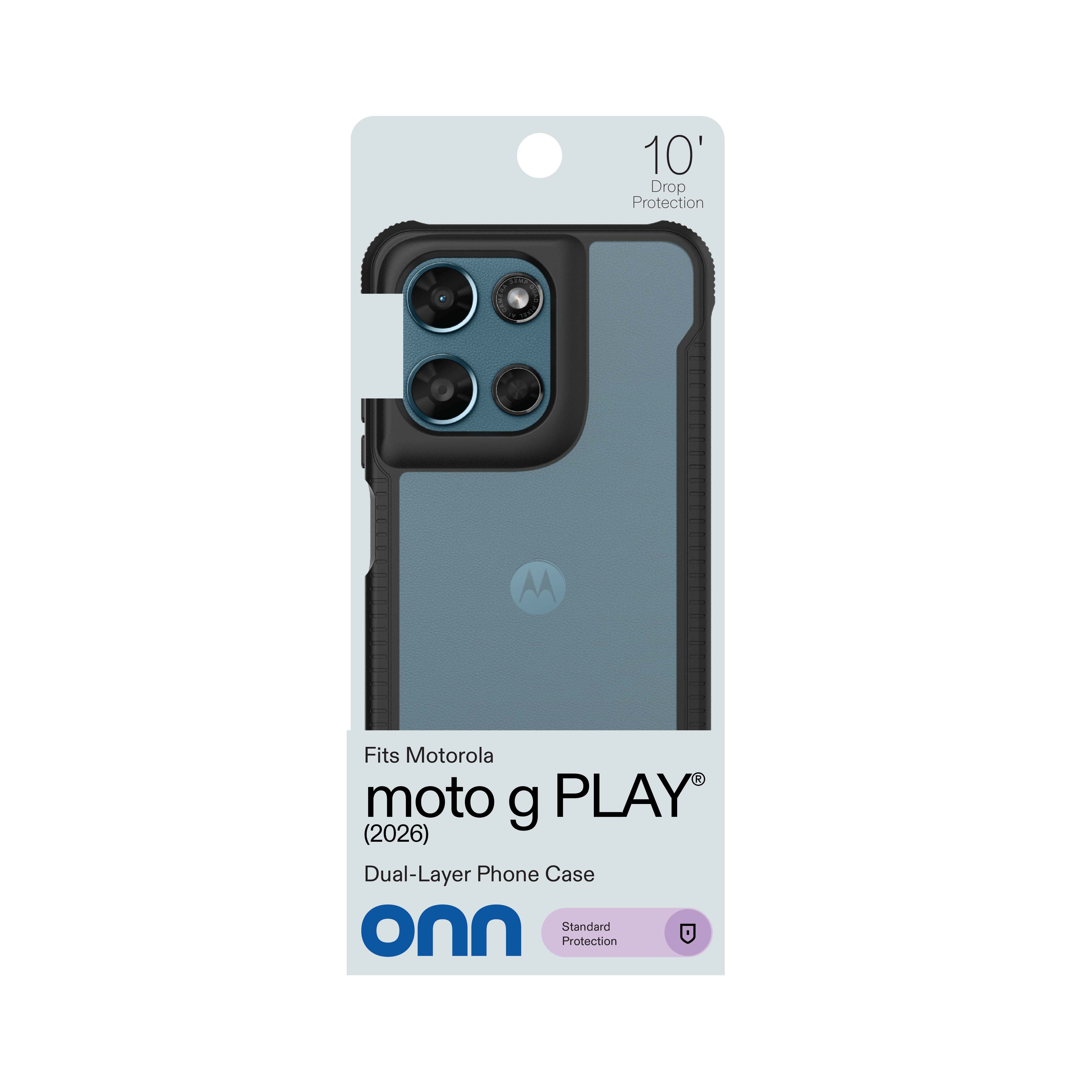 onn Dual-Layer Phone Case for Motorola moto g PLAY (2026) - Black/Clear