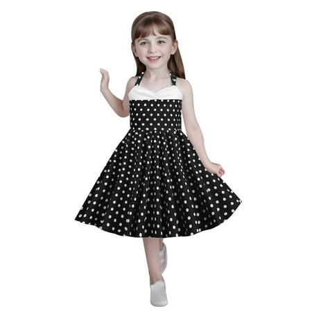 

Kids Girls Strap Spliced Polka Dot Vintage Children s Dress Dress Face Print Dress Baby Girl Dresses 3 Months Baby Flower Girl Dresses for A Dance for School Kids Crazy 8 Toddler Dress Frilly Girl