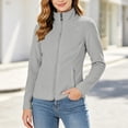 thumbnail image 5 of Women Fleece Jacket Sevevn Stand Collar Slim Fit Polar Fleece Fabric Full Zip Long Sleeve Outerwear With Zipper Pockets For Hiking Travel Daily Outdoor Wear, 5 of 8