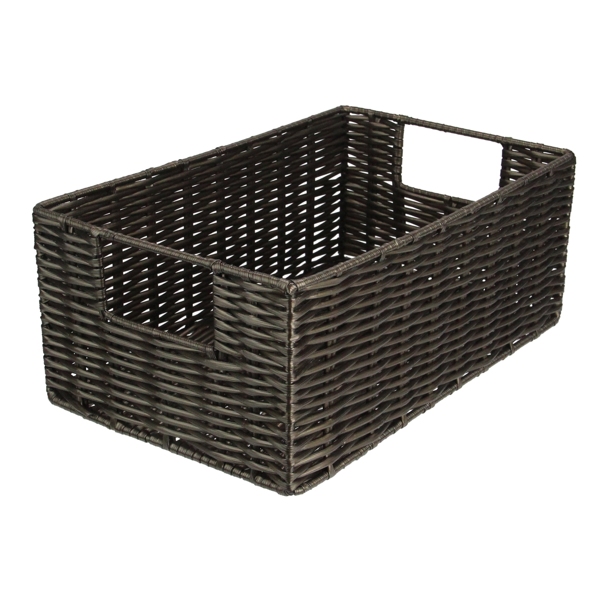 Brown Woven Plastic Wicker Shelf Organizer Basket 12" x 7" Walmart Canada