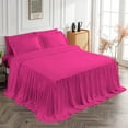 thumbnail image 3 of 4 Piece Long Ruffle Sheet Set, 20" Inch Long Ruffle On Corner Of The Flat Sheet, 24 Inch Deep Pocket, 100% Egyptian Cotton, 800 TC, Cal King Size, Solid Hot Pink, 3 of 9