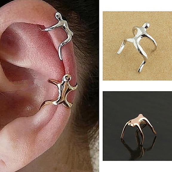 SmartBy 1Pc Ear Clip Small Man Shape Ear Decoration Non-piercing Women Cartilage Earrings for Valentines Day