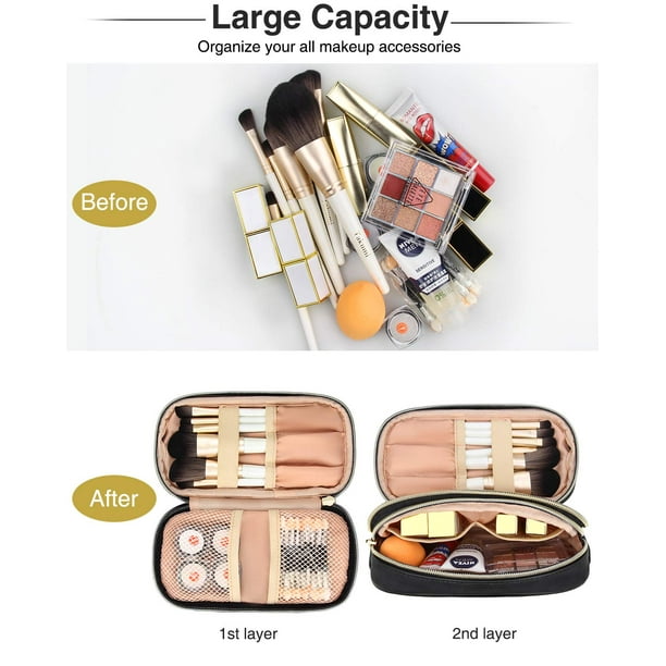 Large makeup bag with brush holder deals