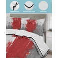 thumbnail image 4 of Quilts Twin Size Bedding Set, Red Cement Gray Lightweight Quilted Comforter, Modern Abstract Art Red Soft Reversible Bedspread Coverlet with Pillow Covers for All Season, 68" x 86", 4 of 7