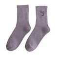 thumbnail image 2 of GZWYHT Ankle Socks,Crew Socks Women's Cute Embroidery Socks Tube Socks Thick Warm Terry Socks Fuzzy Socks,Dress Socks,Cute Socks Purple, 2 of 6