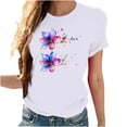 thumbnail image 2 of CFLVAEK Cadeaux pour le Cancer du Sein T-Shirts de Sensibilisation au Cancer du Sein T-Shirts Graphiques à Fleurs Roses T-Shirt à Manches Courtes Confortable Col Rond Décontracté, 2 of 4